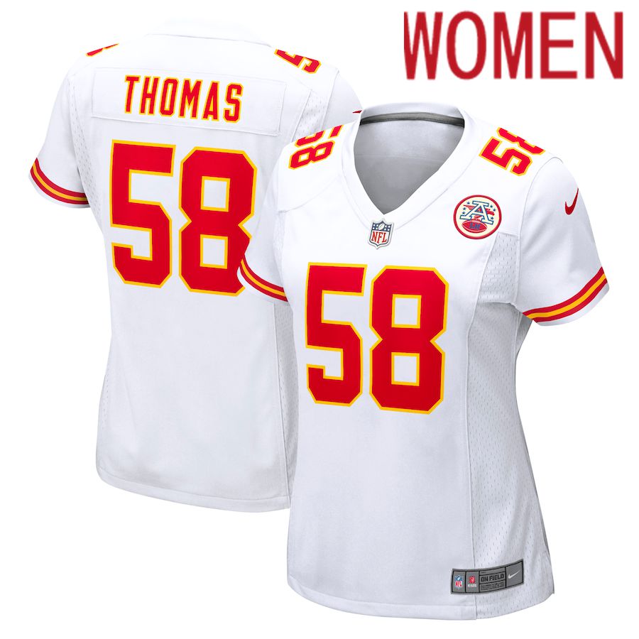 Women Kansas City Chiefs 58 Derrick Thomas Nike White Retired Game NFL Jersey